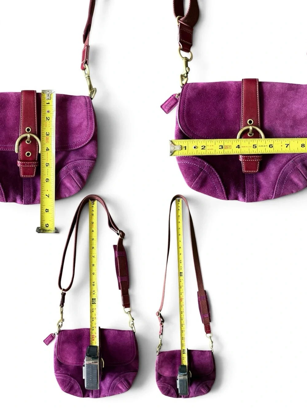 Vintage Coach Soho Plum Suede Buckle Flap Bag 2004-2005 Rare Y2K
